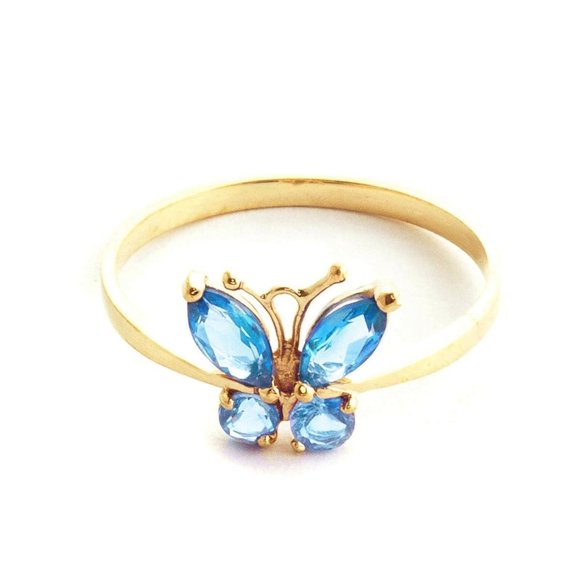 Galaxy Gold Products Jewelry - 14K SOLID GOLD BUTTERFLY RING W NATURAL BLUE TOPAZ